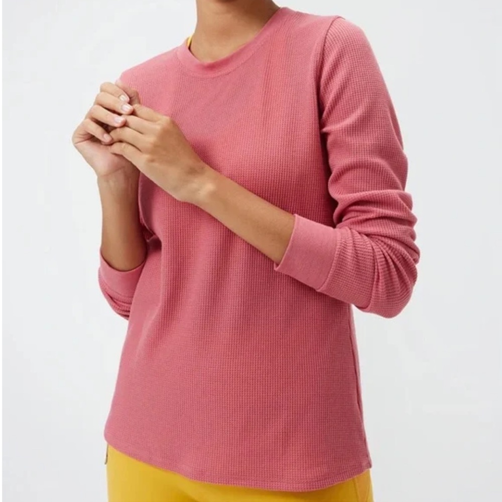Outdoor Voices FastTrack Waffle Long Sleeve Shirt in Desert Rose Size S